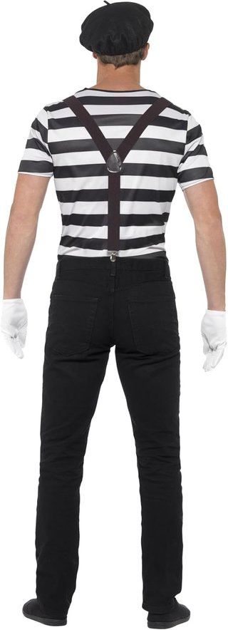 Smiffys Disfraz Mimo Nuevo (talla L), Smiffys Adult men's Gentleman Mime Artist Costume, Top, Beret, Gloves, Braces and Make-Up, Funny Side, Serious Fun