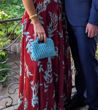 Bolso fiesta ganchillo azul turquesa