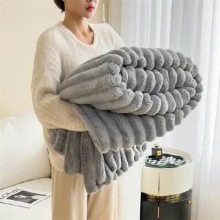 Manta Polar 150*200cm Mantas cálidas de Felpa de Conejo Artificial para Camas, Manta para lanzar sofá de Lana de Coral Blando, Sábana Gruesa cómoda para otoño, Nuevo