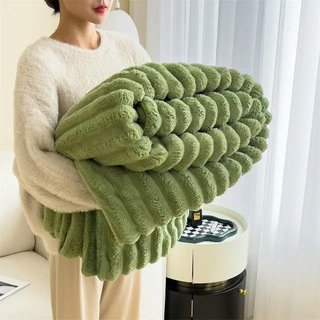 Manta Polar 150*200cm Mantas cálidas de Felpa de Conejo Artificial para Camas, Manta para lanzar sofá de Lana de Coral Blando, Sábana Gruesa cómoda para otoño, Nuevo