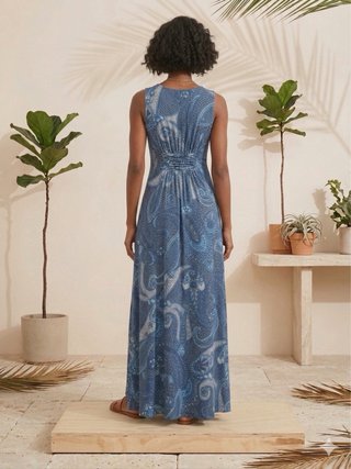 Vestido largo estampado corte imperio