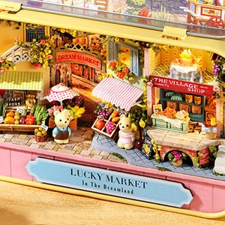 Maqueta puzzle Lucky Market Q-008 Nuevo, Caja de casa de muñecas Caja de teatro Caja de teatro Fácil de montar Aspecto Encantador Mini Caja Decorativa Modelo de Teatro para Decoración del Hogar Q-008