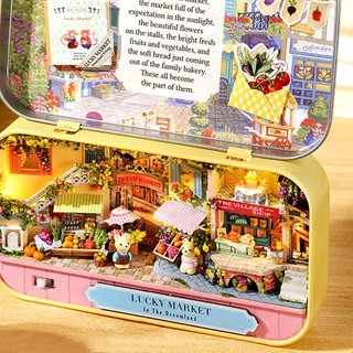 Maqueta puzzle Lucky Market Q-008 Nuevo, Caja de casa de muñecas Caja de teatro Caja de teatro Fácil de montar Aspecto Encantador Mini Caja Decorativa Modelo de Teatro para Decoración del Hogar Q-008