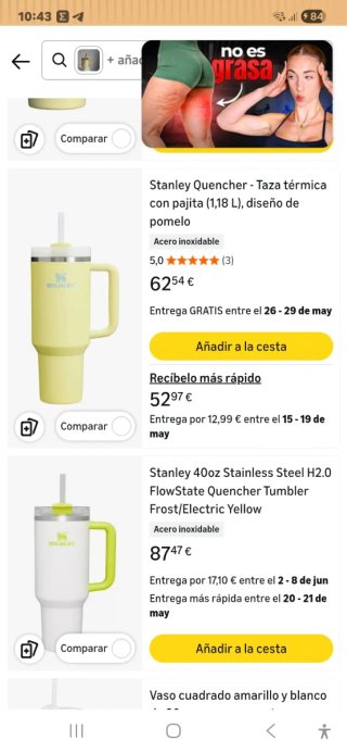 Taza Térmica Stanley Rayas Amarillas