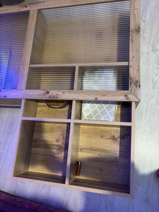 Mesa centro madera y cristal con cajones