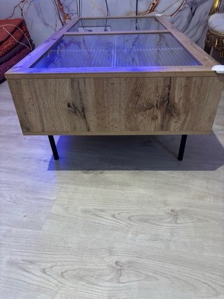 Mesa centro madera y cristal con cajones