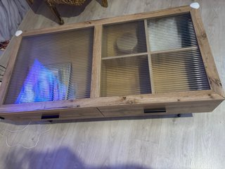 Mesa centro madera y cristal con cajones