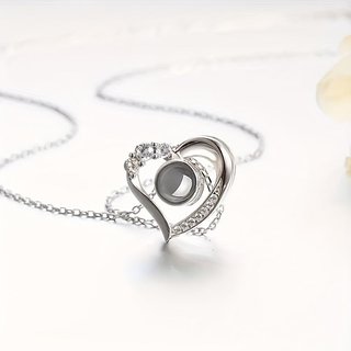Collar de Corazón "Te Amo" con Caja Giratoria y Colgante Proyector, Regalo para Novia Esposa Madre Hija - Ideal para Cumpleaños Navidad Mujeres