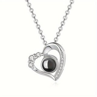 Collar de Corazón "Te Amo" con Caja Giratoria y Colgante Proyector, Regalo para Novia Esposa Madre Hija - Ideal para Cumpleaños Navidad Mujeres