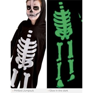 Rubies Disfraz Esqueleto para niños, Jumpsuit con estampado esqueleto brilla en la oscuridad, Oficial Halloween, Carnaval, Navidad