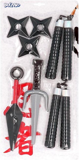 Disfraz Set de Armas Ninja, 7 piezas, armas de juguete en un set, accesorios, complementos para disfraces