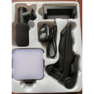 Microfono con soporte + luz KD-49/20 Kit de vlogging para iPhone, Android con trípode, 36 luces LED