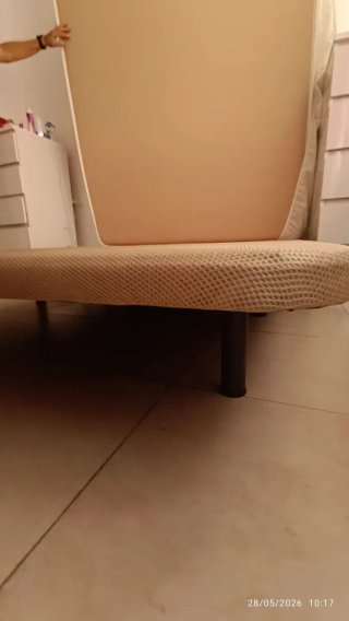 Base tapizada 150x190 beige con patas incluidas