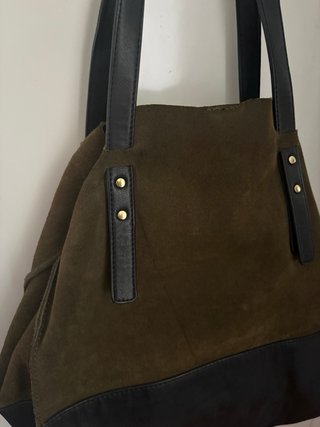 Bolso Zara Piel Verde y Negro