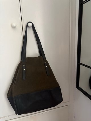Bolso Zara Piel Verde y Negro