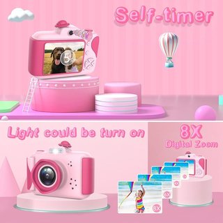 Cámara Digital Infantil Itshiny M1 , 2,4 Pulgadas 1080p HD 12 MP Rosa ( TARJETA MICRO SD 64GB )