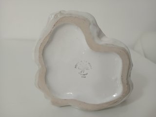 Cesto Ceramica Bianco Dipinto Mano Italy