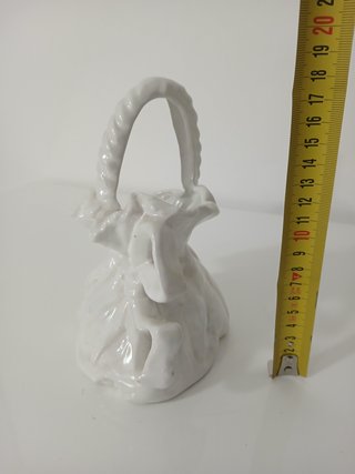 Cesto Ceramica Bianco Dipinto Mano Italy