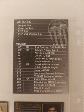 Cromos japoneses Valencia CF 2004-2005 Panini