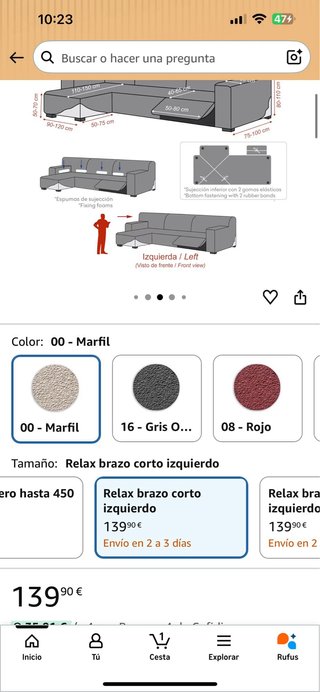 Funda Chaise Longue Relax Milica Marfil