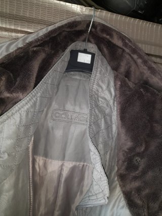 Chaqueta larga gris con capucha unisex como nueva
