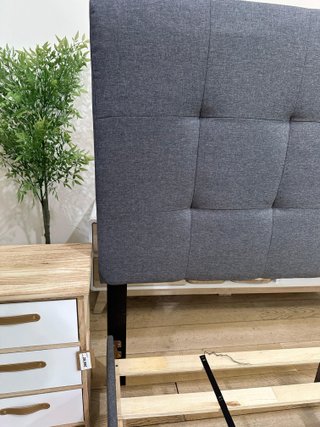 Cama Matrimonio Tela Gris