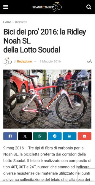 Telaio bici Ridley Noah SL Lotto Soudal