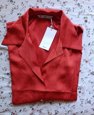 Camisa Mango naranja/roja mujer