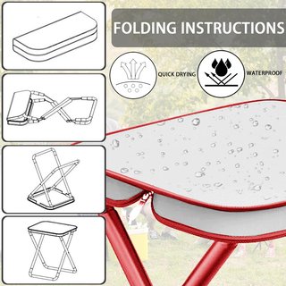 Taburete Plegable Portátil, Banco Plegable Exterior, ROJO, Mini Taburete Plegable para Viajes Senderismo Jardín Pesca Barbacoa Playa