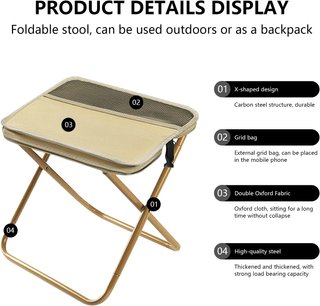 Taburete Plegable para Exteriores, T25AN , fácil de Guardar con Correa y Manual, Ideal para Camping, Festivales y reuniones Familiares