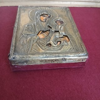 Argento Icone con riza argento dorato antico