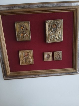 Argento Icone con riza argento dorato antico