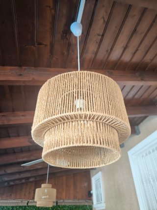 Lámpara colgante vintage de yute . casquillo E27