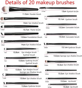 Brochas maquillaje Pack 20uds bolsa plástico Modelo PNAAH Nuevo Juego de Brochas de Maquillaje 20 PCS Maquillaje Pinceles Conjunto Ojo Sombra Fundación Polvo