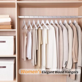 Perchas de madera para prendas de traje, 10 unidades, Blanco