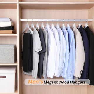 Perchas de madera para prendas de traje, 10 unidades, Blanco