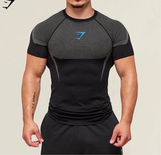 Camiseta Gymshark Compresión Azul/Gris Talla M
