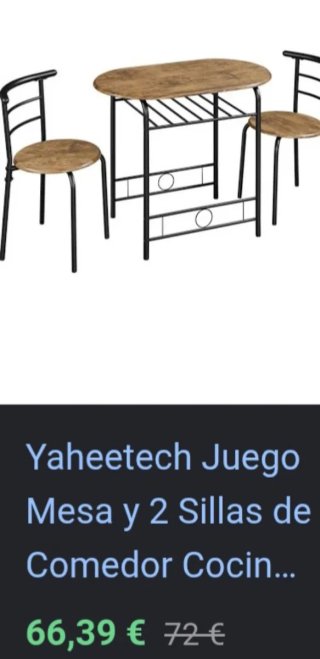 Mesa y 2 Sillas Comedor