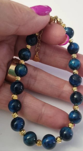 Conjunto Collar y Pulsera Ojo de Tigre Azul