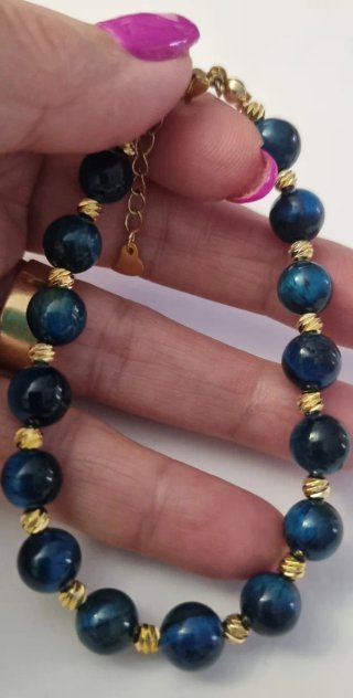 Conjunto Collar y Pulsera Ojo de Tigre Azul