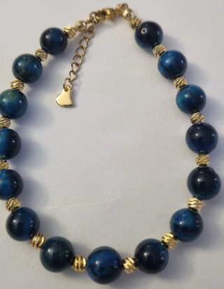 Conjunto Collar y Pulsera Ojo de Tigre Azul