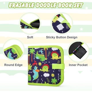 Tabla de Dibujo Portátil para Niños, Mesa Vie Coche Niños, Tablero de Dibujo de Graffiti, Reutilizable Pizarra Infantil con12 bolígrafos, Dinosaurio, Nuevo, ENVIO 24H