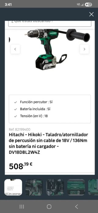 Taladro percutor Hikoki 18V con2  batería incluida
