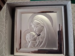 Quadretto Sacra Famiglia Argento beltrami 16x16