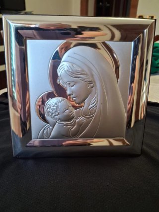Quadretto Sacra Famiglia Argento beltrami 16x16