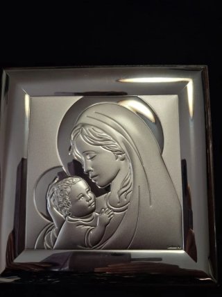 Quadretto Sacra Famiglia Argento beltrami 16x16