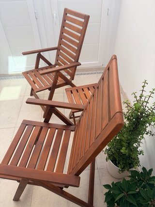 Conjunto 2 Sillas y Mesa Jardín Madera