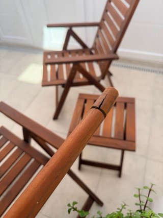 Conjunto 2 Sillas y Mesa Jardín Madera