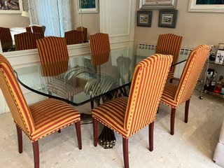 Mesa Comedor Cristal Base Bronce