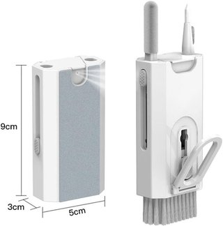 Desikixudy Kit de cepillo limpiador de teclado de computadora 8 en 1, bolígrafo de limpieza de auriculares para auriculares, herramientas de limpieza de teléfono, color blanco